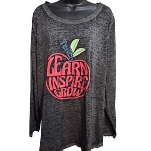 Cato Shirt Size 22/24W Gray/Black Teacher Education Casual Long Sleeve Tshirt